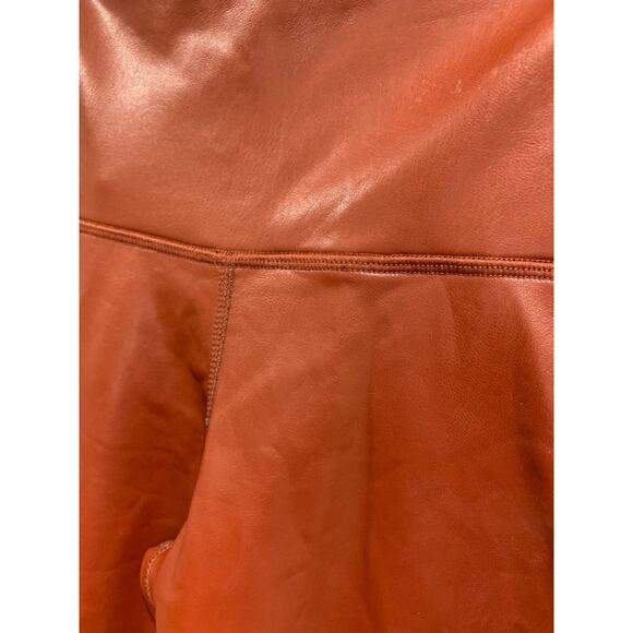 Small 90 Degree by Reflex Rust Faux Leather Leggings Womens - Picture 3 of 6